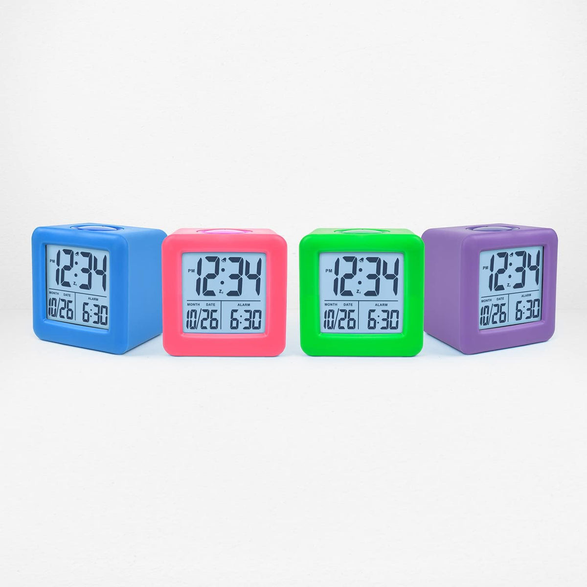 Equity 73002 Pink Soft Cube LCD Alarm Clock with Smart Light