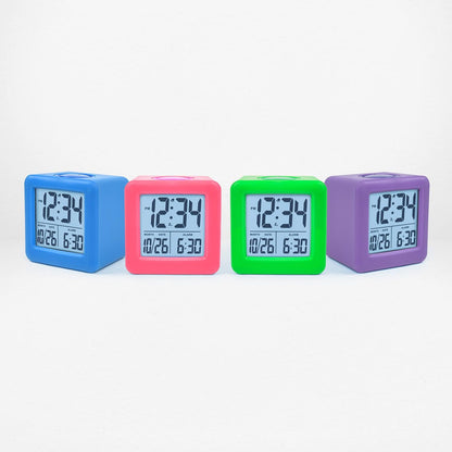 Equity 73002 Pink Soft Cube LCD Alarm Clock with Smart Light