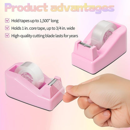 11pcs Office Desk Supplies for Clerks, Women Pink Office Accessories, Office Supplies with Tape Holder, Staple Remover, Scissors, Ruler, Clips Set, Stapler for Home & School, Work Gift for Employees