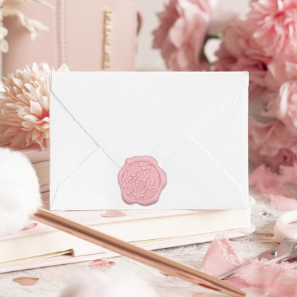 60 Pcs Wax Seal Stickers, Blush Pink, 4 Flower Styles