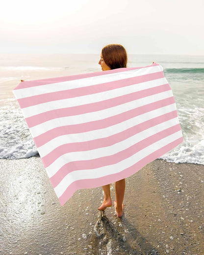 Beach Towels Pink and White Stripes Large Beach Towels Oversized Striped Simple Style Lightweight Travel Towel,Soft Beach Bath Towel Swim Towels 30 x 60 in