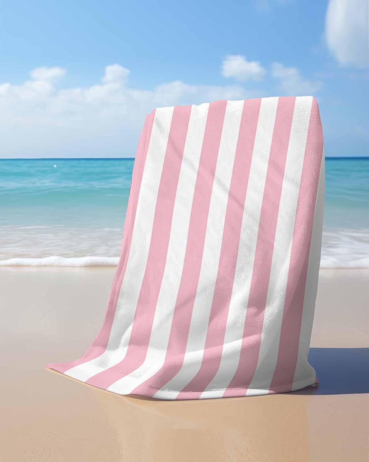 Beach Towels Pink and White Stripes Large Beach Towels Oversized Striped Simple Style Lightweight Travel Towel,Soft Beach Bath Towel Swim Towels 30 x 60 in