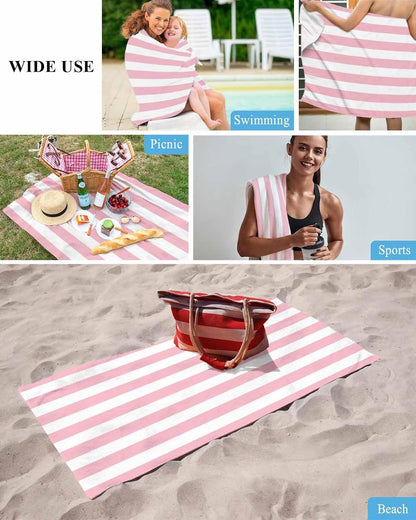Beach Towels Pink and White Stripes Large Beach Towels Oversized Striped Simple Style Lightweight Travel Towel,Soft Beach Bath Towel Swim Towels 30 x 60 in