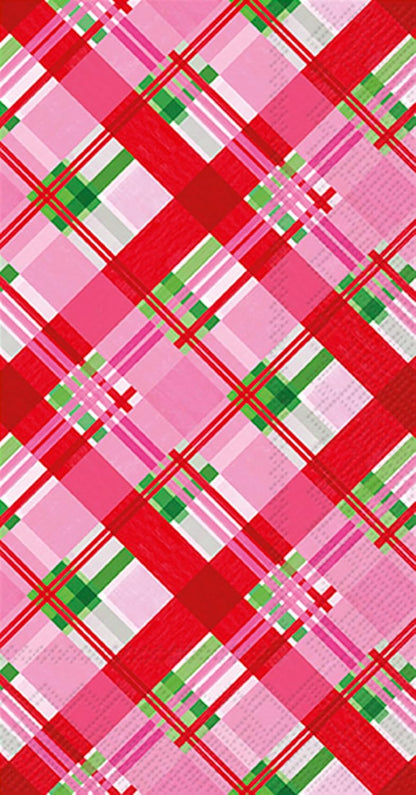 IHR Ideal Home Range Christmas Napkins Rosanne Beck - PINK - Disposable 3-Ply Paper Party Napkin Pack, Paper Hand Towels 8.5" x 4.5", Pink Plaid, 16-Count