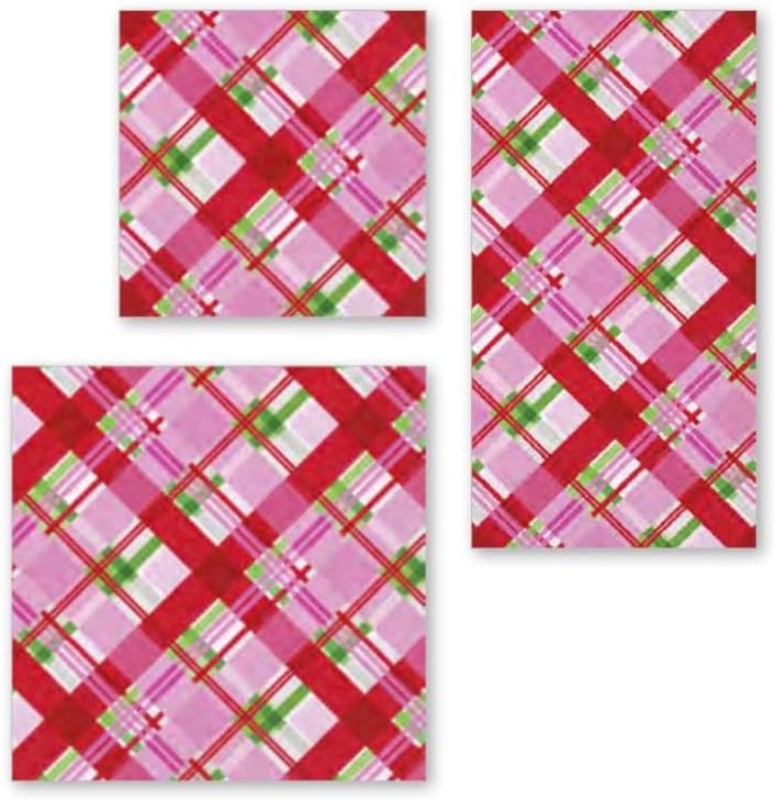 IHR Ideal Home Range Christmas Napkins Rosanne Beck - PINK - Disposable 3-Ply Paper Party Napkin Pack, Paper Hand Towels 8.5" x 4.5", Pink Plaid, 16-Count