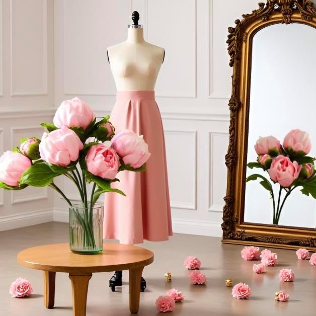 Artificial Peony Flowers 14 Inch Blush Pink Real Touch Faux Peonies (6 Flowers, 2 Buds) for Home Decor, Table & Entryway Arrangements, Wedding Centerpieces