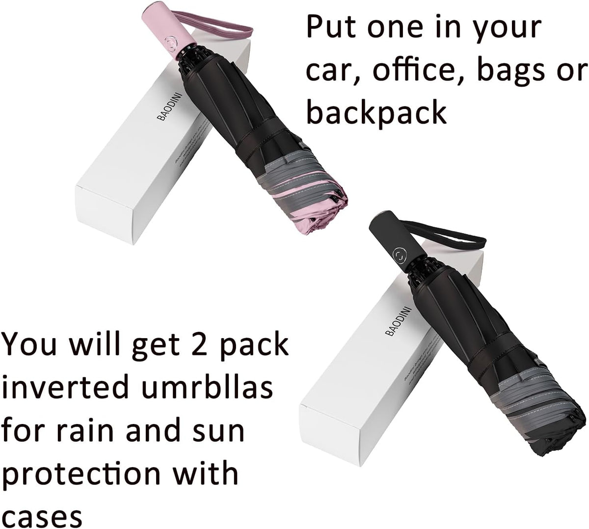 Inverted UV Umbrella for Rain and Sun Medium Size UPF 50+ Rverse Compact Umbrella Auto Open Close