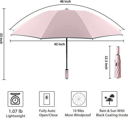 Inverted UV Umbrella for Rain and Sun Medium Size UPF 50+ Rverse Compact Umbrella Auto Open Close