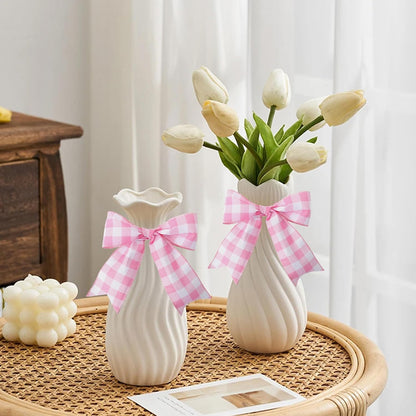Pink and White Gingham Ribbon Pink Plaid Wired Ribbon 2.5 Inch 10 Yards
