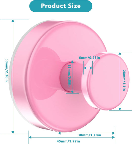 Suction Cup Hooks for Shower,Removable No Drill Towel Hooks,Pink 4 Pcs