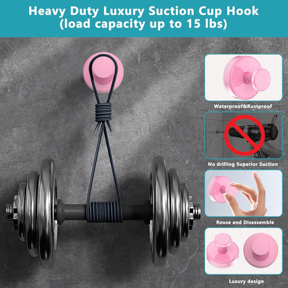Suction Cup Hooks for Shower,Removable No Drill Towel Hooks,Pink 4 Pcs