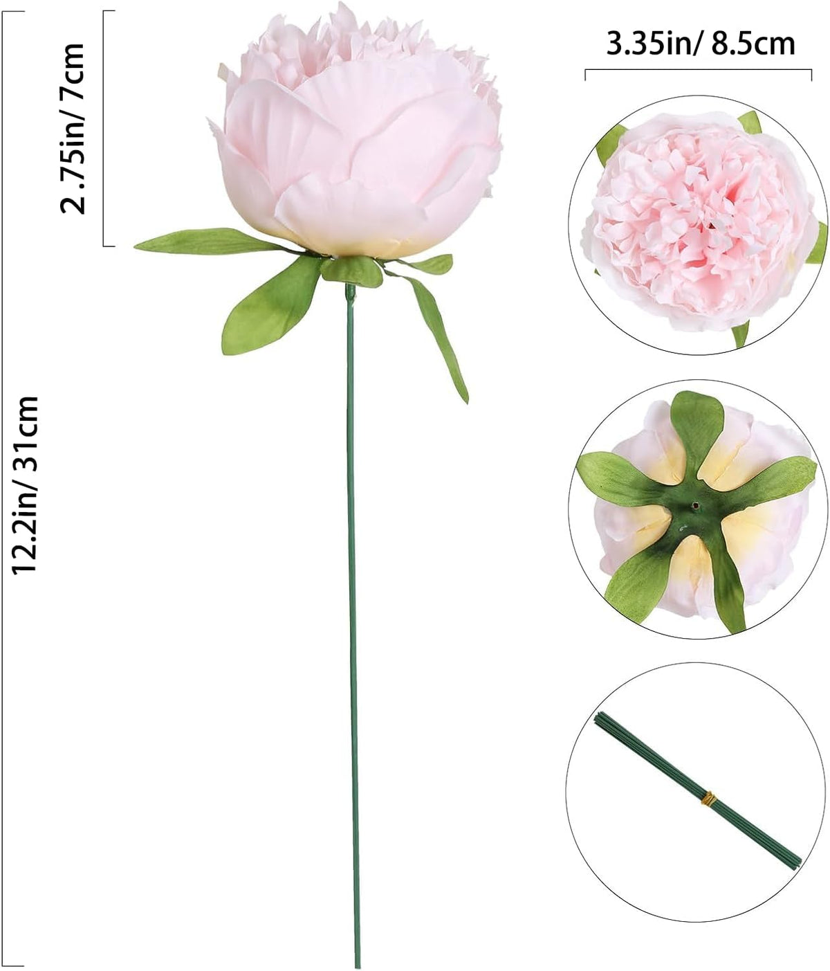 Pink Peonies Artificial Flowers 16pcs Light Pink Flowers Silk Flowers Fake Peonies Faux Peony Flowers Heads with Stem Floral Arrangement for Home Wedding Party Festival Decor (Light Pink)
