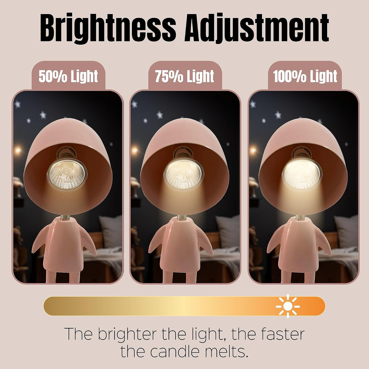 Pink Robot Candle Warmer Lamp with Timer - Aesthetic Room Decor for Teen Girls, Cute Kawaii Desk Lamp, Dimmable Electric Wax Melt Warmer, Unique Gifts for Women & Gamers