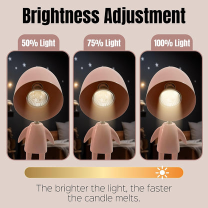 Pink Robot Candle Warmer Lamp with Timer - Aesthetic Room Decor for Teen Girls, Cute Kawaii Desk Lamp, Dimmable Electric Wax Melt Warmer, Unique Gifts for Women & Gamers