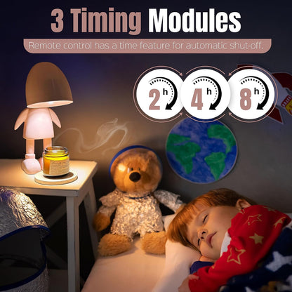 Pink Robot Candle Warmer Lamp with Timer - Aesthetic Room Decor for Teen Girls, Cute Kawaii Desk Lamp, Dimmable Electric Wax Melt Warmer, Unique Gifts for Women & Gamers
