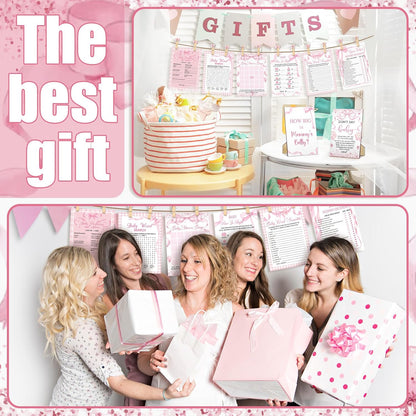 426 Pcs Pink Bow Baby Shower Games Set for Girls, 8 Games