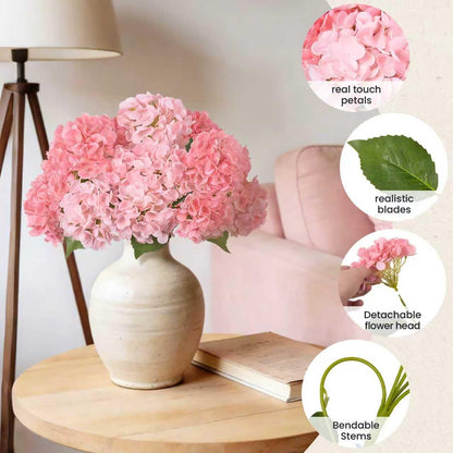 Artificial Flowers Fake Outdoor Hydrangea with Long Stem UV Resistant