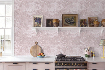 Pink Peel and Stick Wallpaper Neutral Wall Paper 17.3in×6.56ft Vintage Removable Self-Adhesive Wallpaper Animals Jungle Contact Paper for Cabinets Bathroom Walls Covering Vinyl Roll