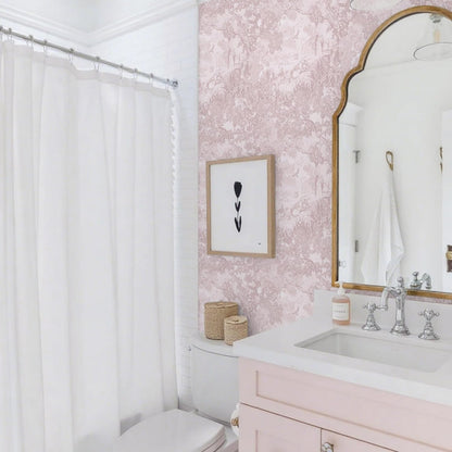 Pink Peel and Stick Wallpaper Neutral Wall Paper 17.3in×6.56ft Vintage Removable Self-Adhesive Wallpaper Animals Jungle Contact Paper for Cabinets Bathroom Walls Covering Vinyl Roll