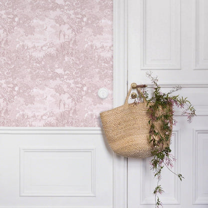 Pink Peel and Stick Wallpaper Neutral Wall Paper 17.3in×6.56ft Vintage Removable Self-Adhesive Wallpaper Animals Jungle Contact Paper for Cabinets Bathroom Walls Covering Vinyl Roll