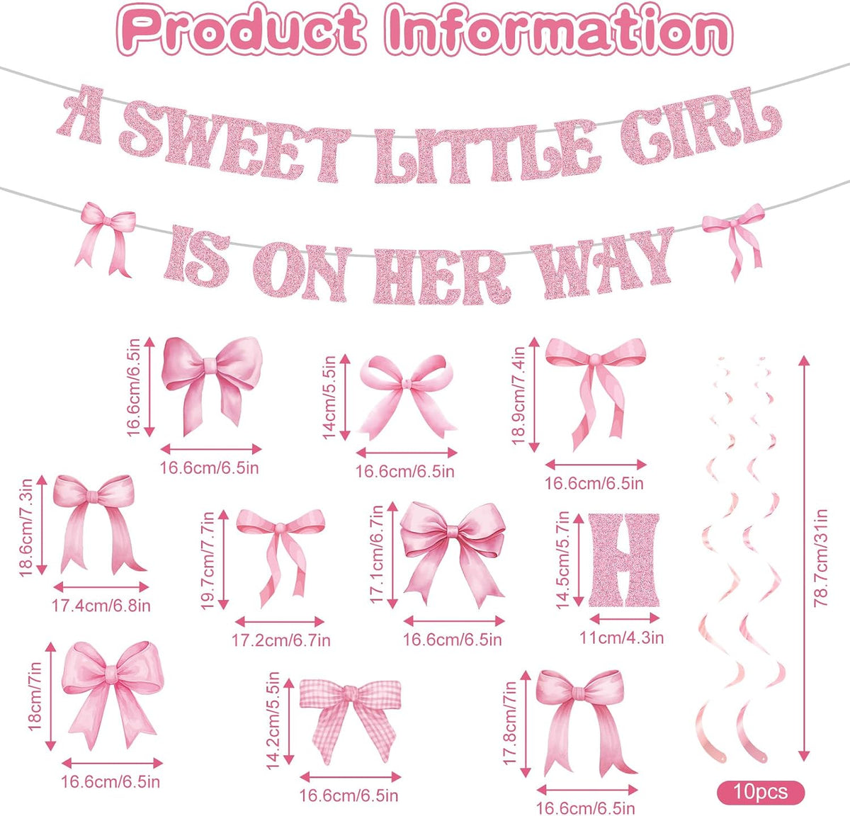 Pink Baby Shower Decorations a Sweet Little Girl Is on Her Way Banner Pink Bow Swirls Coquette Baby Shower Decor for Birthday Gender Reveal Photo Props Sign Party Supplies