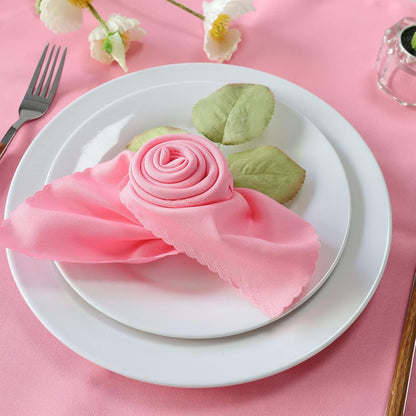 Polyester Napkins Set of 12, Pink Washable Reusable Napkins, Perfect for Valentine's Day Wedding, Thanksgiving or Any Holiday