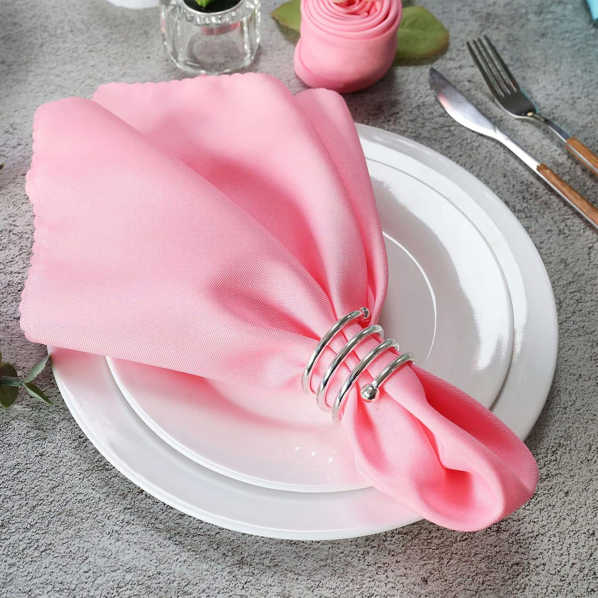 Polyester Napkins Set of 12, Pink Washable Reusable Napkins, Perfect for Valentine's Day Wedding, Thanksgiving or Any Holiday