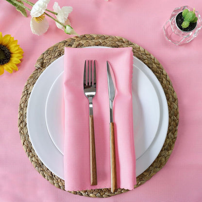 Polyester Napkins Set of 12, Pink Washable Reusable Napkins, Perfect for Valentine's Day Wedding, Thanksgiving or Any Holiday