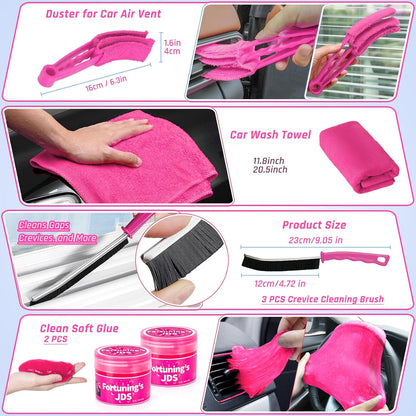 55PCS Pink Car Detailing Kit Interior Cleaner with High Power Handheld Vacuum, Car Wash kit with Detailing Brush Set,Car Interior Detailing Kit,Car Accessories for Cars,Gifts for Women