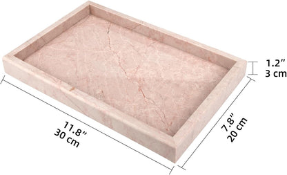 Marble Bathroom Vanity Tray, Pink/Cream Rose, 12"x 8" x1.2"