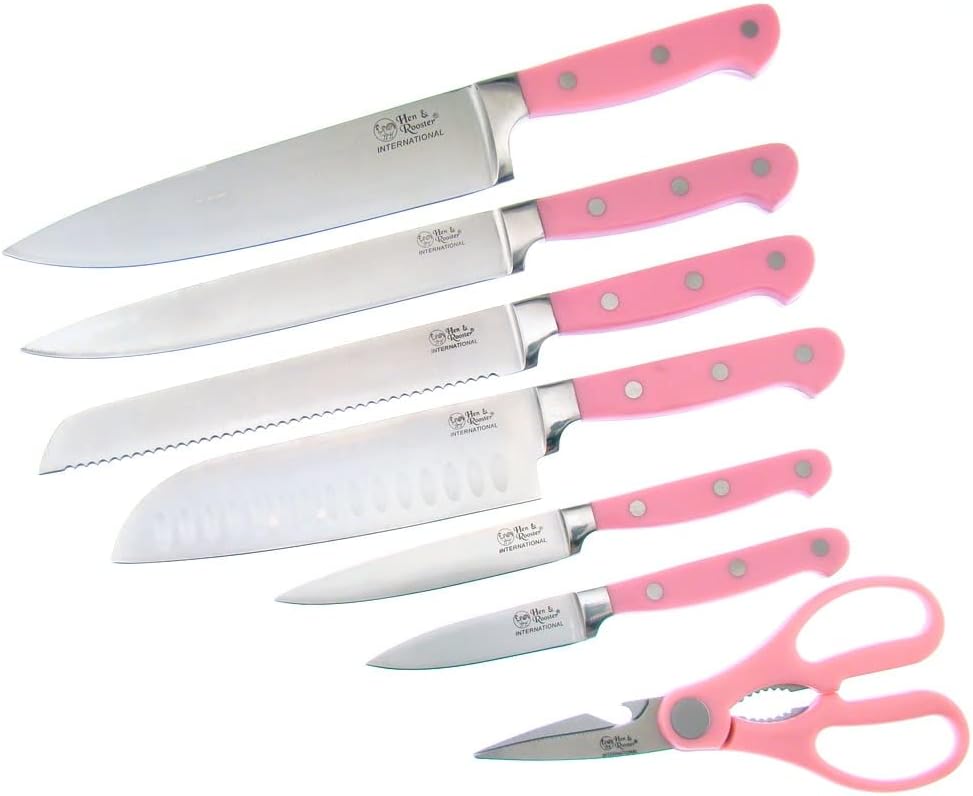 HRI036 Seven piece Kitchen Set Pink Tactical Knives