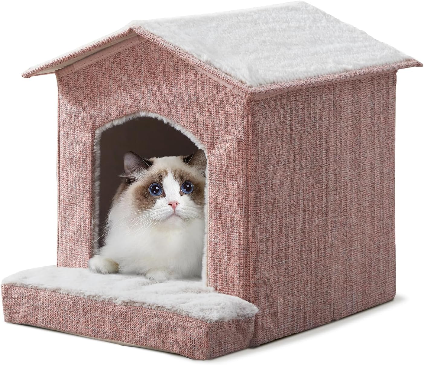 Cat Beds for Indoor Cats,Cat Houses,Cat Cave with Orthopedic Cushion,Foldable Cat Condos,Hideaway,Shelter,Pink Cat Tent for Small Dogs and Rabbit,Squirrel