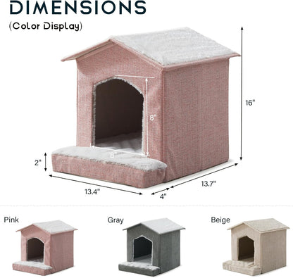 Cat Beds for Indoor Cats,Cat Houses,Cat Cave with Orthopedic Cushion,Foldable Cat Condos,Hideaway,Shelter,Pink Cat Tent for Small Dogs and Rabbit,Squirrel