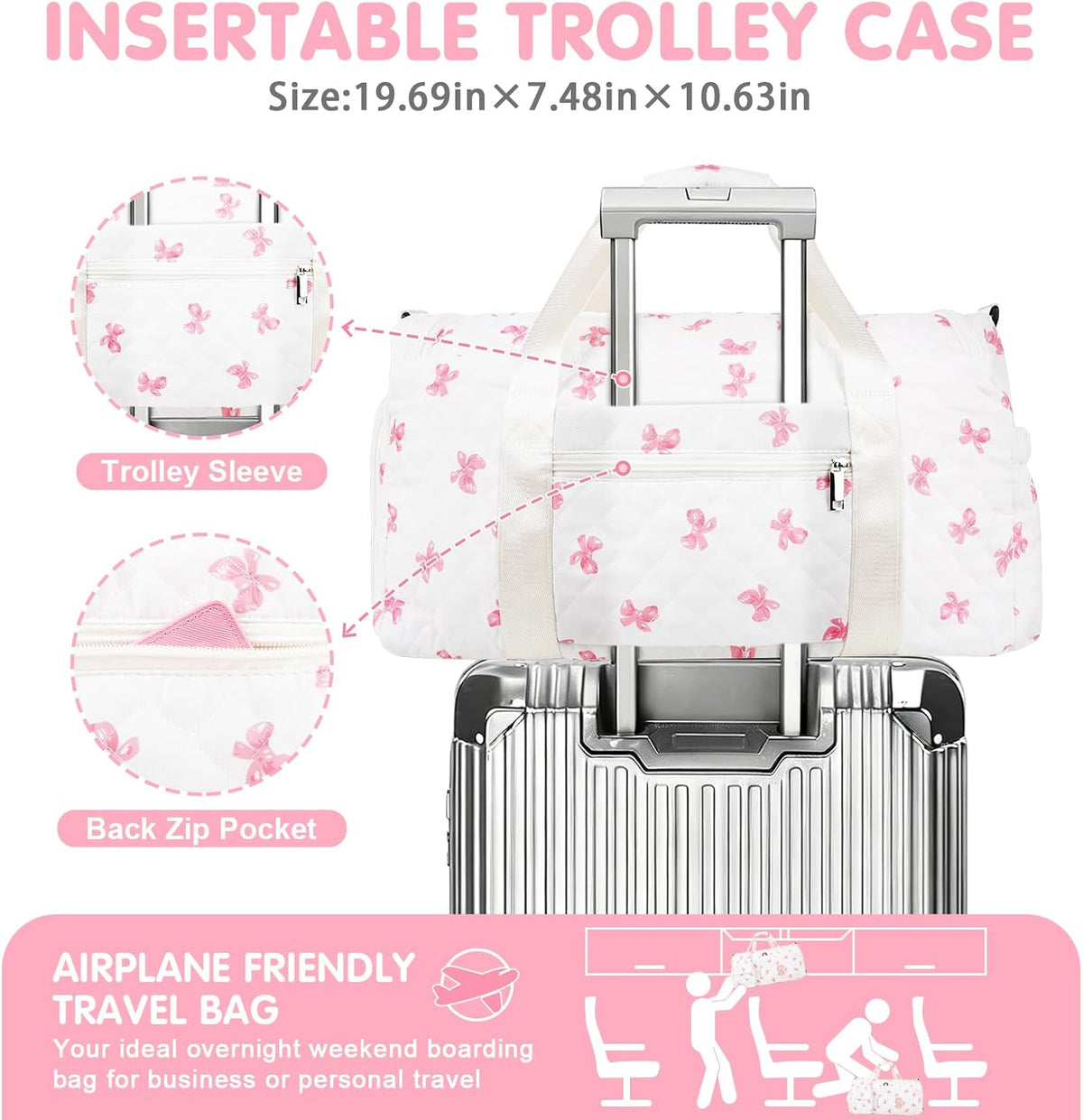 Gifts for Girls Initial Travel Duffle Bag, Personalized Initial Duffel Bag with Shoe Compartment Dance Cheer Weekender Bags, Gymnastics Gym Overnight Bag Birthday Gift for Teens Girl (Letter-S)