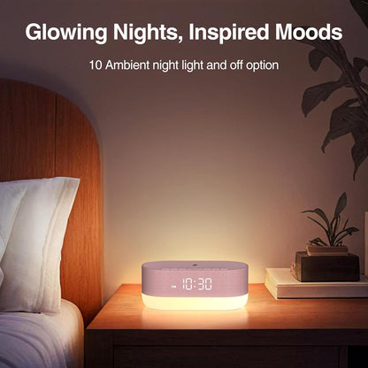 3 in 1 Sound Machine Alarm Clock with Wireless Charger, Pink