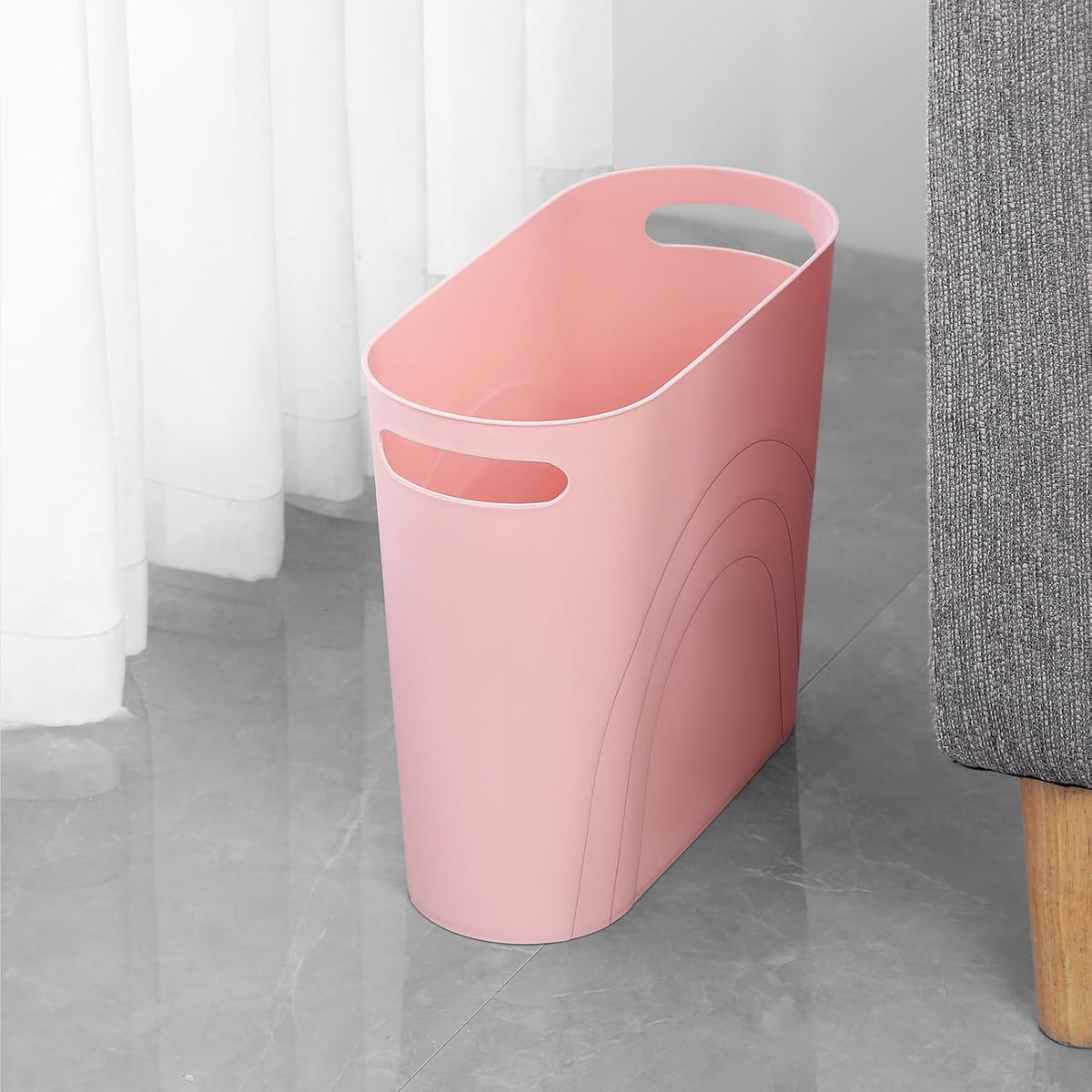 Small Bathroom Trash Can, 3.5 Gallon Slim Garbage Can, Pink