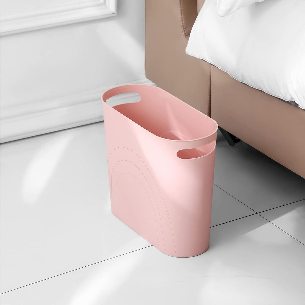 Small Bathroom Trash Can, 3.5 Gallon Slim Garbage Can, Pink