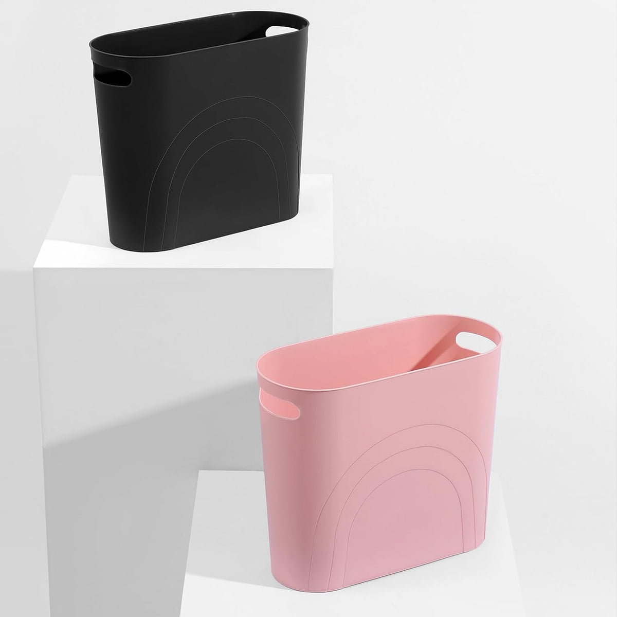 Small Bathroom Trash Can, 3.5 Gallon Slim Garbage Can, Pink
