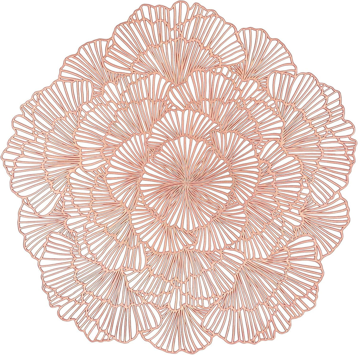 Round Rose Gold Placemats Set of 4 Tablemats Flower Vinyl Place Mats Table Setting Kitchen Table Mats for Dining Table Holiday Wedding Decorative