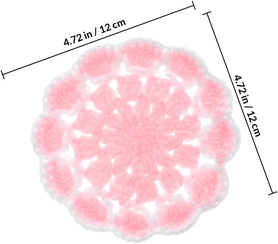 Knitted Flower Coasters Crochet Cup Mats Light Pink Crochet Drink Coaster Heat Insulation Protective Pads for Home Desk Use