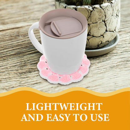 Knitted Flower Coasters Crochet Cup Mats Light Pink Crochet Drink Coaster Heat Insulation Protective Pads for Home Desk Use