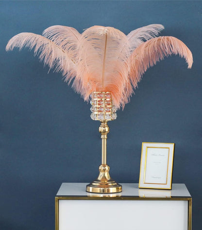 Feather Table Lamp Crystal Bedside Lamp with Pink Feather, String Lights Night Lights Decorative Lighting for Living Room Bedroom Home Decoration