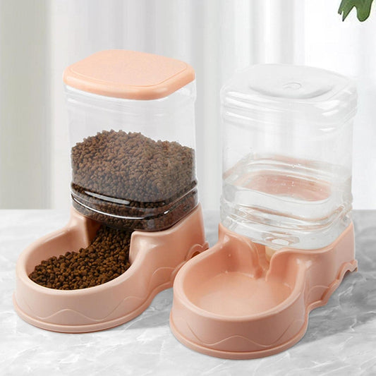 Automatic Pet Feeder for Animals - 3.5L Cats Dog Food Dispenser Water Feeder Waterer Travel Supply for Kitten, Pink Food Feeder