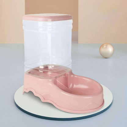 Automatic Pet Feeder for Animals - 3.5L Cats Dog Food Dispenser Water Feeder Waterer Travel Supply for Kitten, Pink Food Feeder