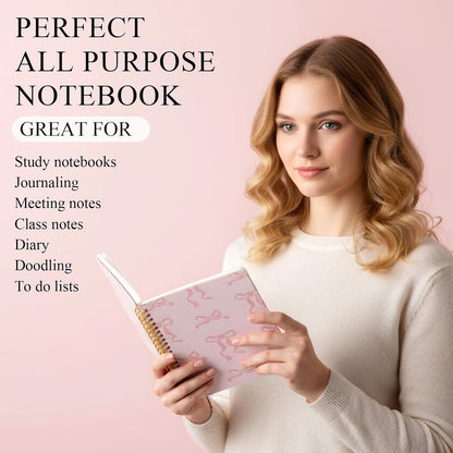8 Pack Pink Bow Spiral Notebooks, Cute Coquette Preppy Journal A5 Aesthetic Notebook Christmas Gifts for Women, Ruled Bowknot Coquette Stuff Pink Bow Bible Journal 5.5 x 8.3 Inch