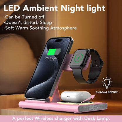 3 in 1 Foldable Wireless Fast Charging Station for Apple Multiple Devices