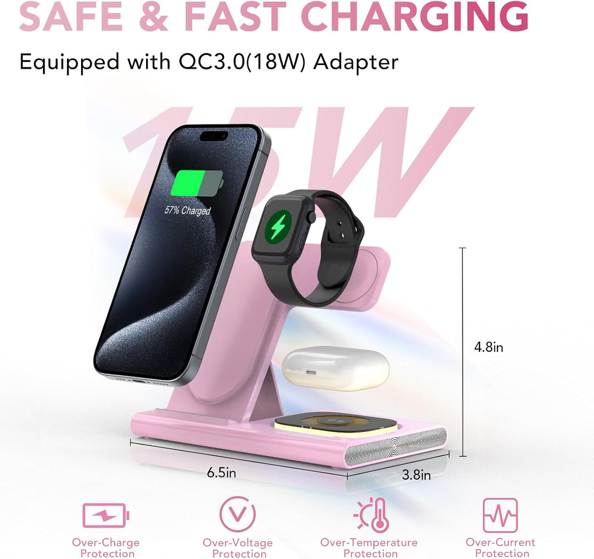 3 in 1 Foldable Wireless Fast Charging Station for Apple Multiple Devices