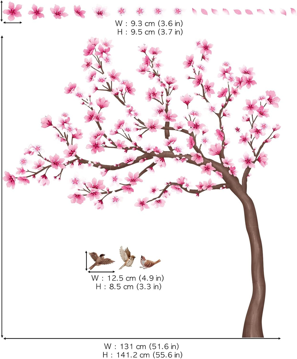 Cherry Blossom Tree Wall Decals Stickers Pink Wall Art (SG4-2431)