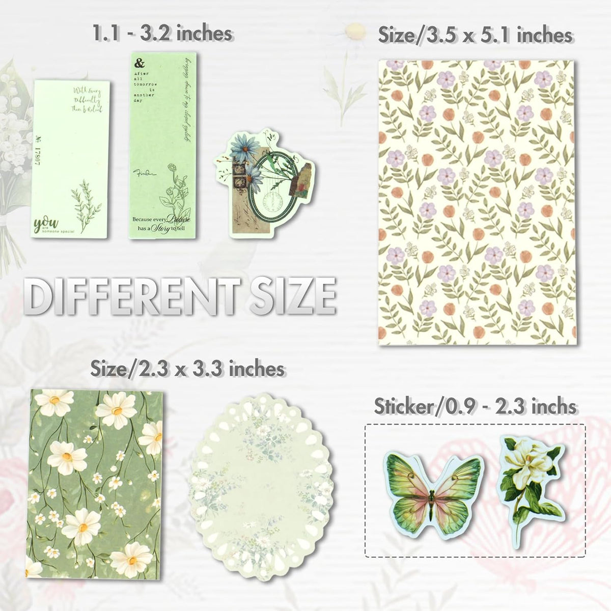 Scrapbook Supplies Kit – 100Pcs Vintage Floral Scrapbook Paper & Junk Journal Stickers, Journaling Supplies for Bullet Journaling, Retro Crafts, Mixed Media, Planner, Collage Card Album (Pink)