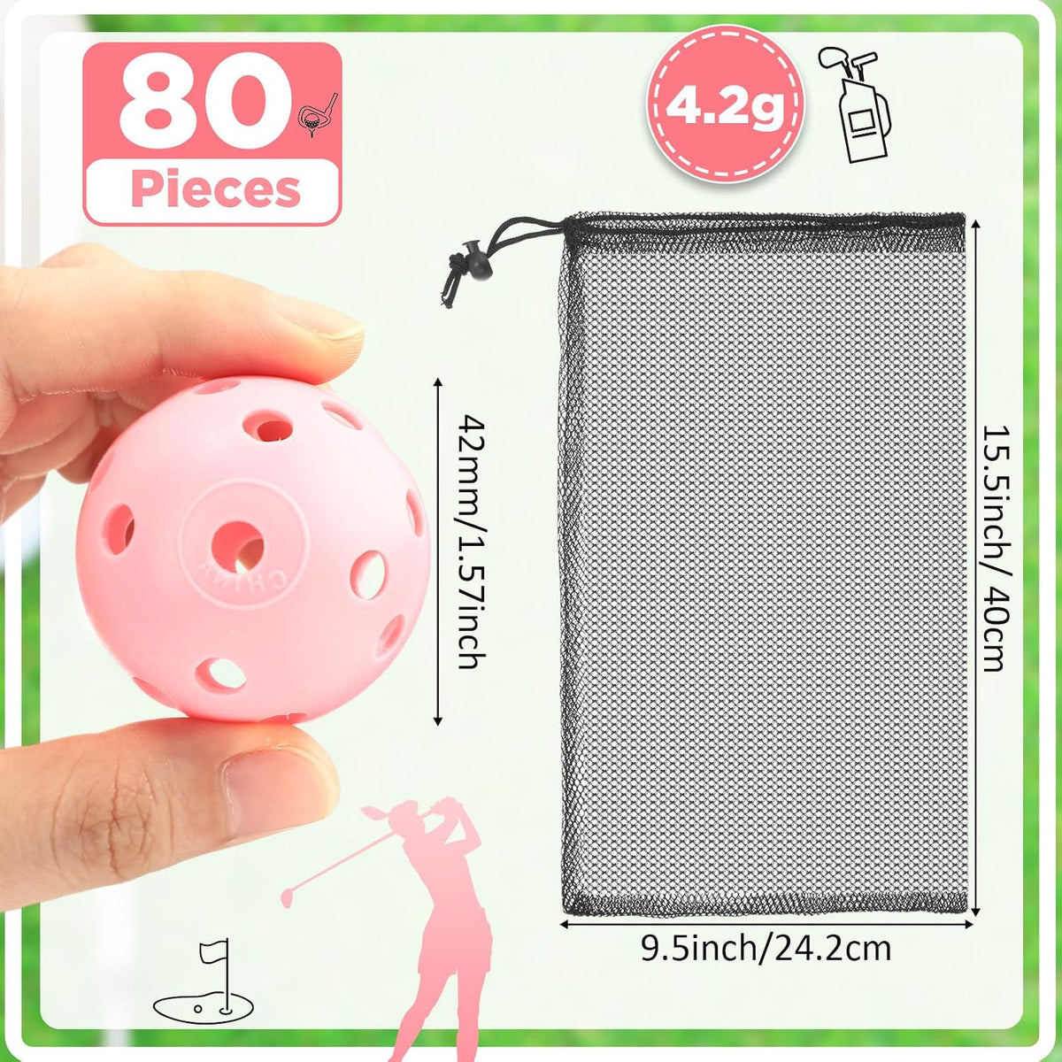 80 Pcs Practice Golf Balls Plastic 42mm